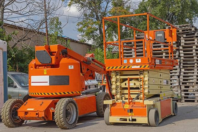 forklift transporting pallets of merchandise in a warehouse in Mountain House CA